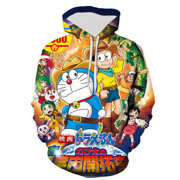 Bluzy 3D Doraemon - męskie, damskie, dziecięce, streetwear