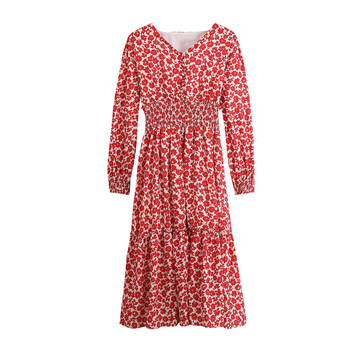 Sukienka długa w stylu vintage o długim rękawie, elegancka i dopasowana (LUKAXSIKAX 2020)