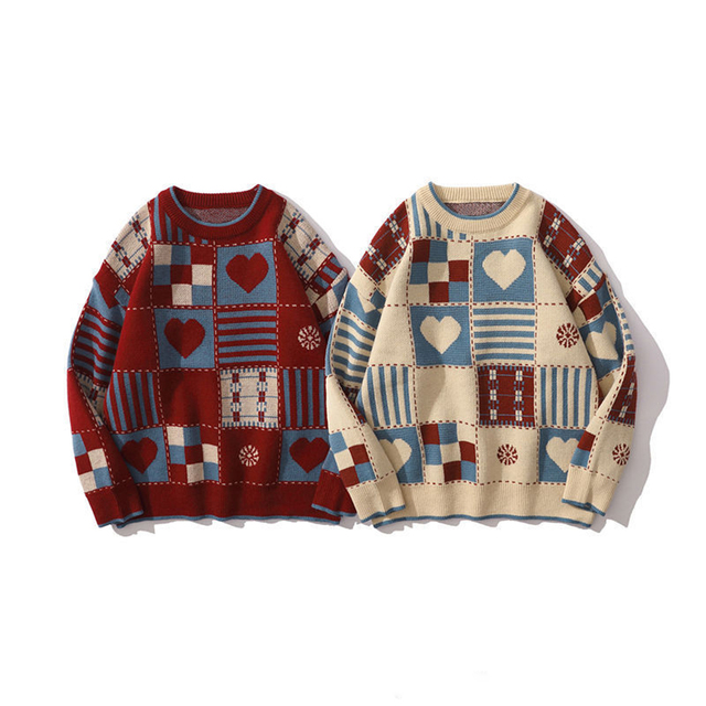 Sweter z dzianiny damska bluza z kapturem Vintage Pull sweter świąteczny damski wesołe wzory zimowe ubranie - tanie ubrania i akcesoria