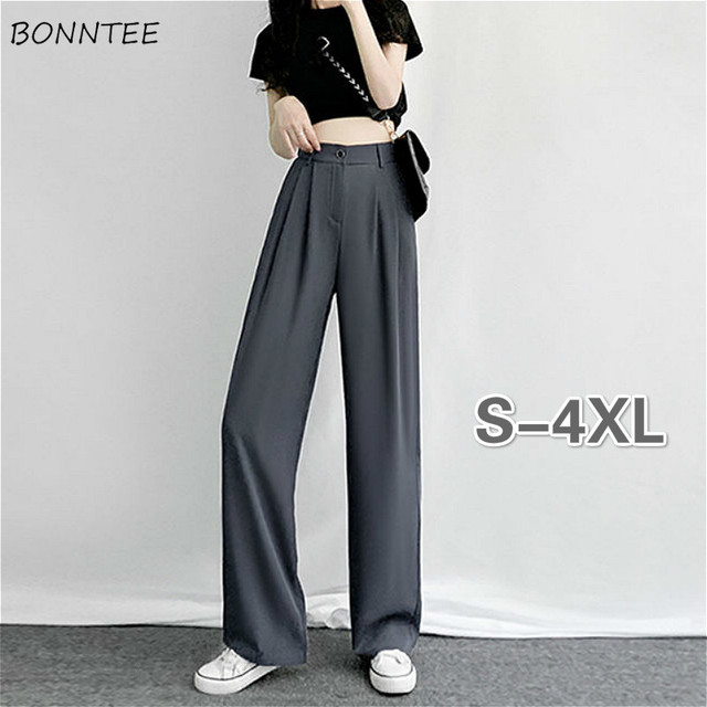 Spodnie damskie Vintage Overisze 4XL - szerokie nogawki, pełna długość, codzienny styl, idealne na lato - tanie ubrania i akcesoria