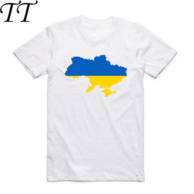 Koszulka męska z krótkim rękawem z drukiem flagi Ukrainy i godłem narodowym - tanie ubrania i akcesoria