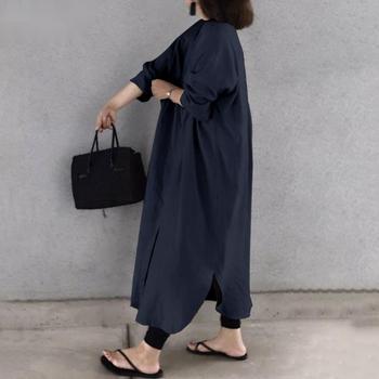 Nowoczesne, jednokolorowe kimono długie damska sukienka biurowa z Japonii 2021