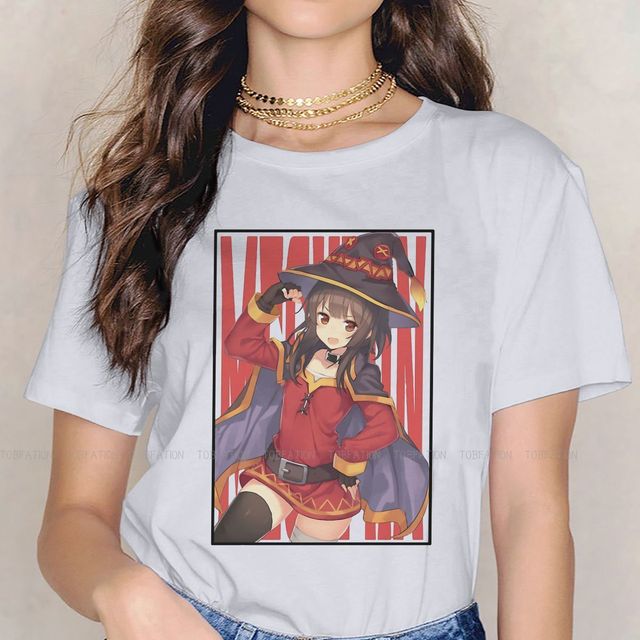 Czerwona koszulka Megumin dla dziewczynek z boże błogosławieństwo Aqua Darkness, inspiracja anime KonoSuba - tanie ubrania i akcesoria