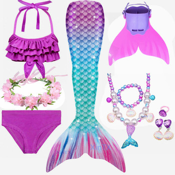 Nowość 2020! Kolorowy strój kąpielowy w stylu tęczy dla dziewczynki Cinderella Cos