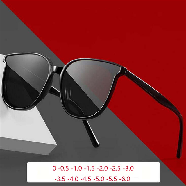 Okulary przeciwsłoneczne ze spolaryzowanymi szarymi obiektywami, dostępne dla kobiet i mężczyzn, z wykończeniem krótkowzroczności o stopniach od -0.5 do -6.0 - tanie ubrania i akcesoria