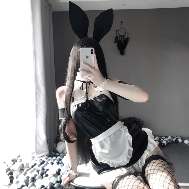 Seksowna sukienka Lolita w stylu japońskiej pokojówki do anime Cosplay Halloween dla kobiet - tanie ubrania i akcesoria