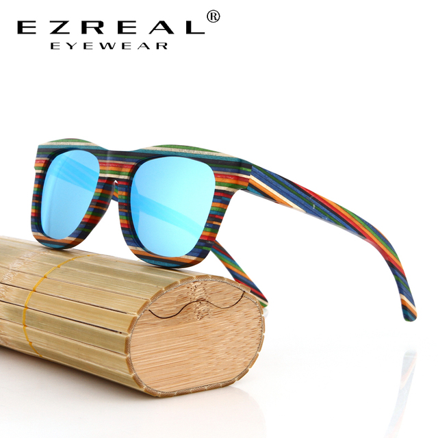 Handmade drewniana kolorowa ramka okulary przeciwsłoneczne spolaryzowane przeciwsłoneczne Gafas soczewka antyrefleksyjna, mężczyźni kobiety bambusowe - tanie ubrania i akcesoria