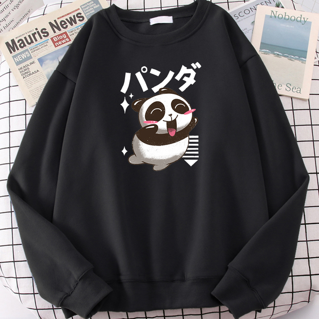 Męska bluza z kapturem Happy Panda z nadrukiem zwierząt i kreskówkowych postaci - Plus rozmiar, zwężana w talii - tanie ubrania i akcesoria