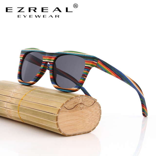 Okulary przeciwsłoneczne bambusowe Unisex EZREAL 2017 HD spolaryzowane - tanie ubrania i akcesoria