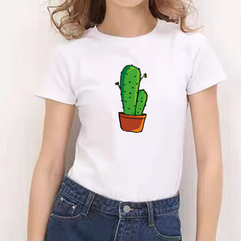 Koszulka damska 2021 z krótkim rękawem i nadrukiem kaktusa