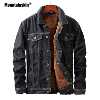 Męska kurtka dżinsowa Mountainskin z aksamitnym wyściółką, idealna na zimę, wiatroodporna (SA855)