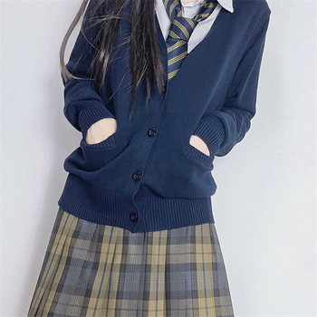 Słodki sweter płaszcz japońskiego stylu w jednolitym kolorze z kieszenią - rozmiar 5XL