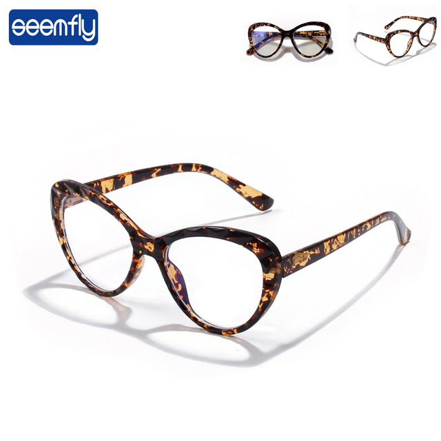 Okulary marki Seemfly z ramką wzorem fali i anty-niebieskim światłem, klasyczny vintage styl, anty-zmęczenie - Męskie i damskie oprawki okularowe z kocim okiem - tanie ubrania i akcesoria