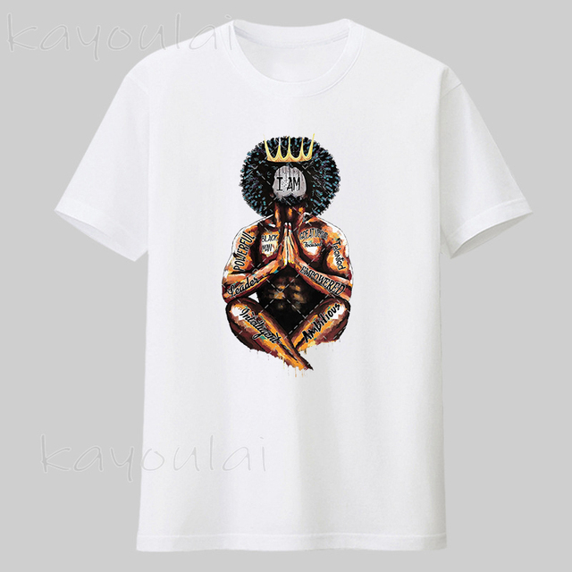 Męska koszulka z nadrukiem czarnego króla - historia podkreślona - tanie ubrania i akcesoria