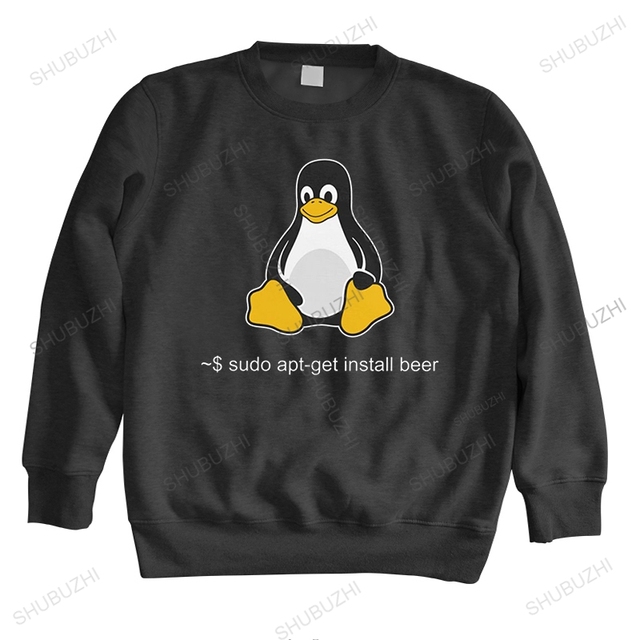 Bluza z kapturem dla mężczyzn - Śmieszne Linux Sudo z pingwinem - Geek Nerd programista - tanie ubrania i akcesoria