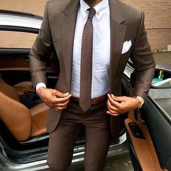 Najnowszy męski garnitur Slim fit w kolorze brązowym z wzorem, idealny na ślub, biznes i elegancką okazję – letnia kurtka + spodnie