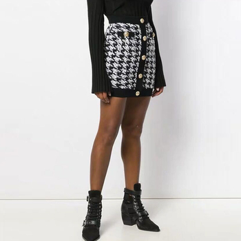 Barokowa damska spódnica z guzikami, wykonana z doskonałej jakości Tweedu z motywem lwa - nowość 2021