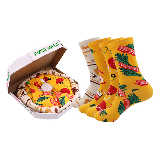 Damskie skarpetki DaiShana z personalizowanym projektem - Pizza i Sushi w świątecznym zestawie - tanie ubrania i akcesoria