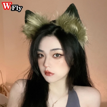 Opaska z futrzanymi uszami kotów w stylu Lolita - akcesorium do włosów dla kobiet i dziewczyn w stylu Cosplay