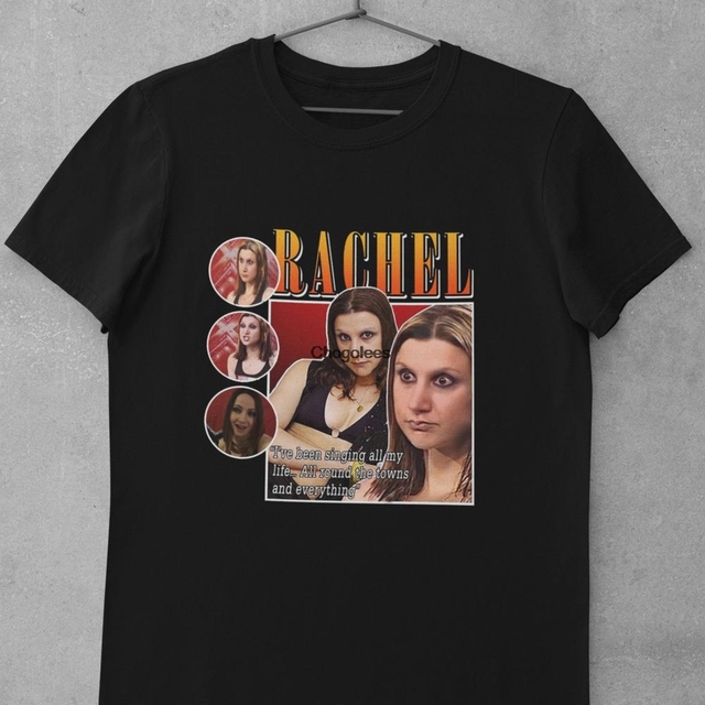 T-shirt męski Rachel z XFactor w stylu vintage 90's - tanie ubrania i akcesoria