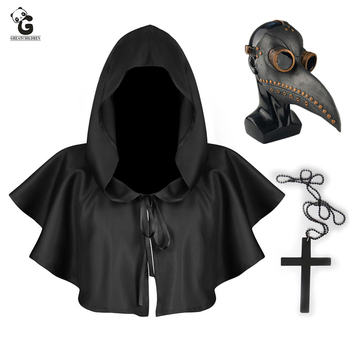 Straszny kostium z płaszczem śmierci dla kobiet w stylu chrześcijańskim ze steampunkowym maskiem krzyża i peleryną żniwiarza