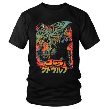 Męska koszulka Streetwear z krótkim rękawem - Ośmiornica Necronomicon Lovecraft, bawełna, Cthulhu Tshirt