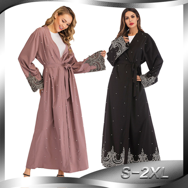 2021 Długi sweter Abaya z haftowym wzorem - muzułmańska odzież dla kobiet z bliskiego wschodu - tanie ubrania i akcesoria