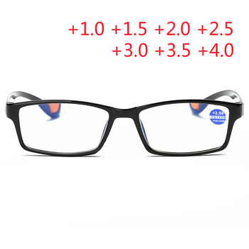 Lupa do czytania - okulary blokujące niebieskie światło, unisex, ultralekkie, kwadratowe