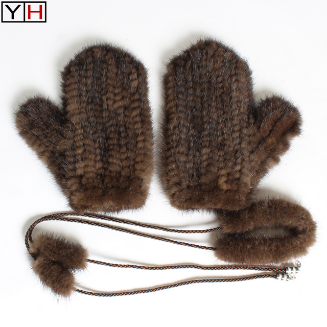 Damskie rękawiczki z prawdziwej norki, wykonane ręcznie, modelowane na modne dzianiny, 100% naturalne futro z norek - tanie ubrania i akcesoria