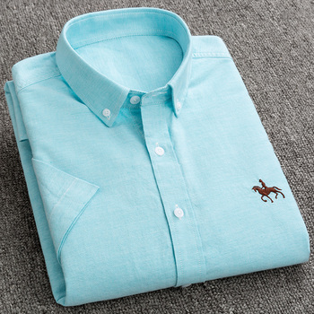 Koszula męska letnia z krótkim rękawem, o regularnym kroju, w rozmiarze Plus, wykonana z miękkiej i wygodnej 100% bawełny Oxford - 5XL 6XL