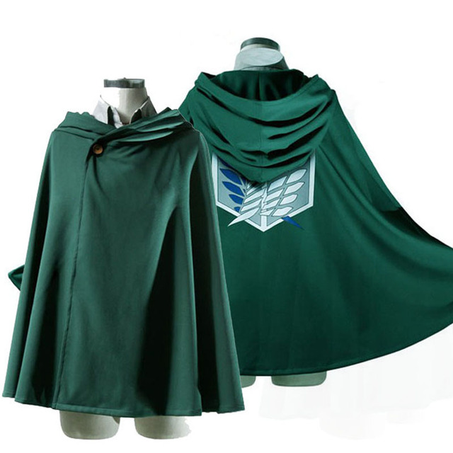 Zielony płaszcz cosplay z kapturem Shingeki No Kyojin-inspirowany kostiumem Mikasa Cloak Scout Legion Coat ze światowego hitu anime Atak na tytana - tanie ubrania i akcesoria