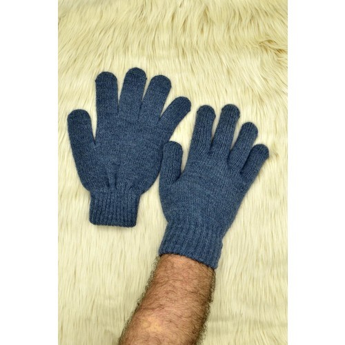 Męskie wełniane rękawiczki My Concept w klasycznym niebieskim kolorze - tanie ubrania i akcesoria
