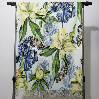 Miękki kaszmirowy szal zimowy dla kobiet - Pashmina długi szal projektant z motylem - Plus Size