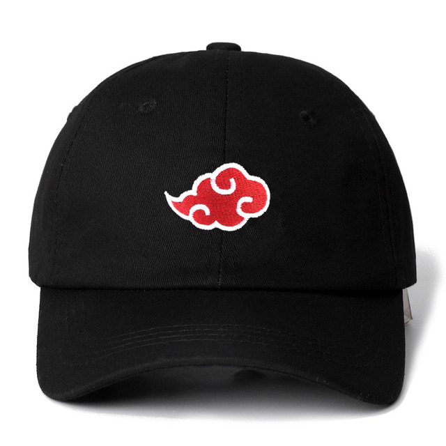 Czarna czapka baseballowa Snapback NARUTO Akatsuki Logo + haftowane Logo Uchiha - tanie ubrania i akcesoria