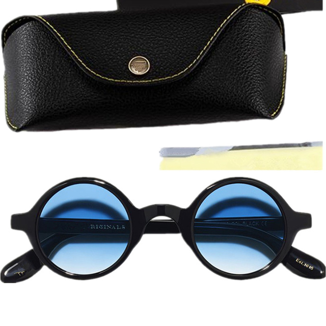 Okulary przeciwsłoneczne Zolma retro-vintage, okrągłe, unisex, rozmiary M i L, rama z włochy deski, szkła gradientowe UV400, do okularów korekcyjnych Fu - tanie ubrania i akcesoria