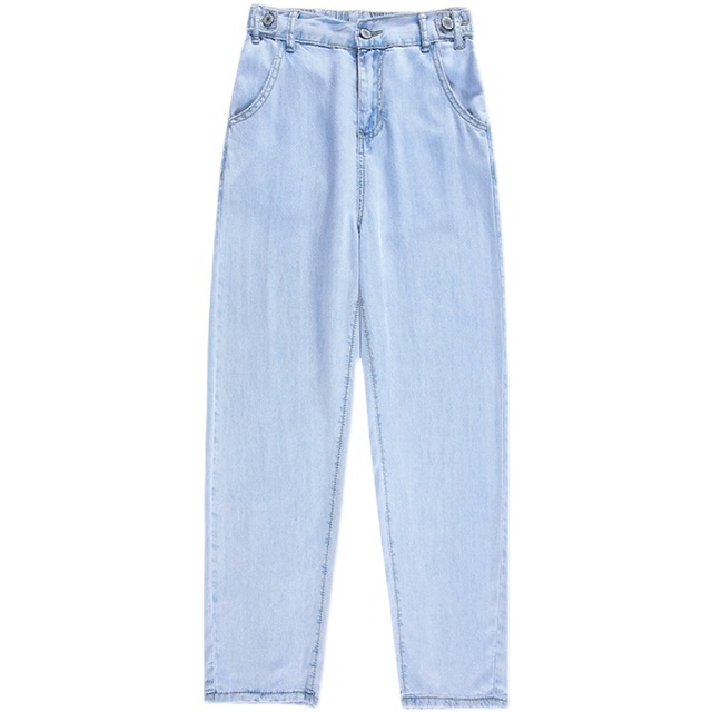 Damskie dżinsy lato 2021, wysoka talia, jasnoniebieskie, cienkie, luźne, zmiękczacz, spodnie jeansowe harem - rozmiar 5XL - tanie ubrania i akcesoria