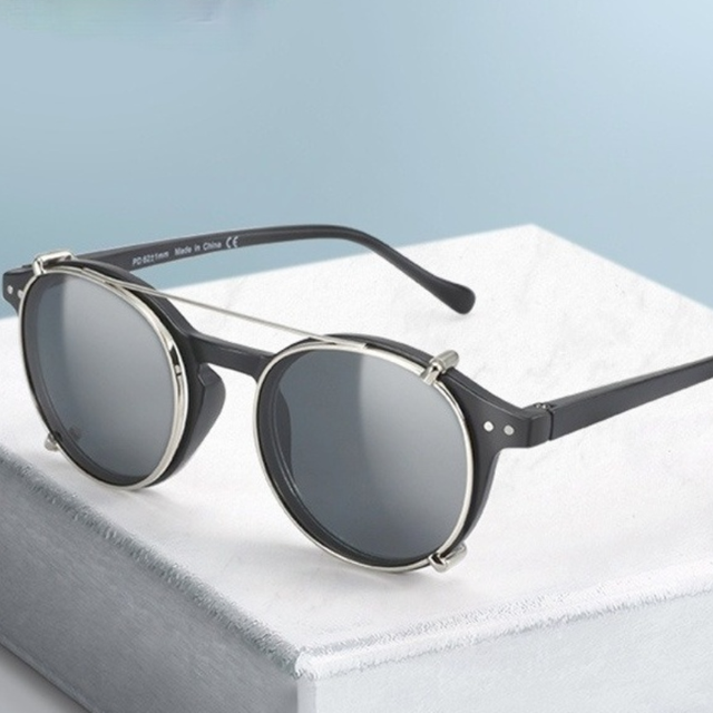 Okulary przeciwsłoneczne ZENOTTIC Retro Steampunk - nakładka męska i damska z podwójną warstwą, wymienne spolaryzowane soczewki UV400 z pudełkiem - tanie ubrania i akcesoria
