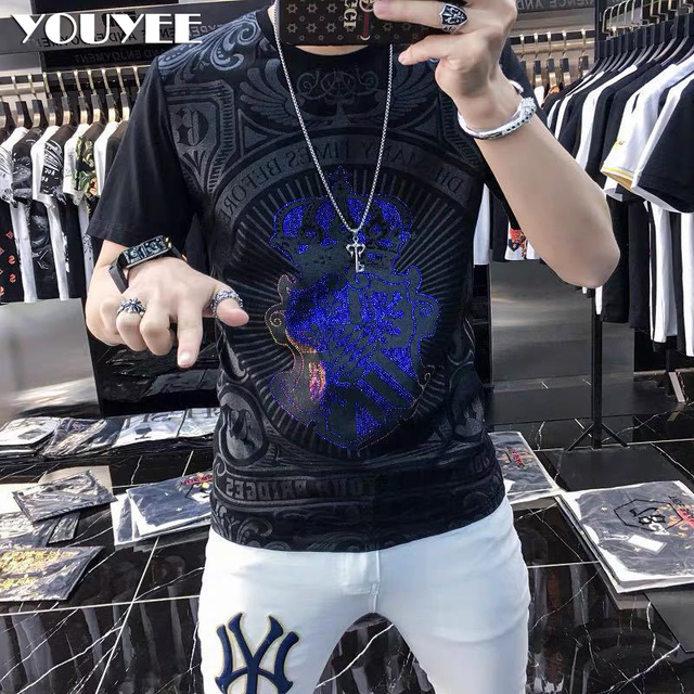 Męska koszulka z krótkim rękawem O-Neck YOUYEE 2021 – letnia moda Hip-Hop, wysokiej jakości, uliczny styl męskiej odzieży - tanie ubrania i akcesoria