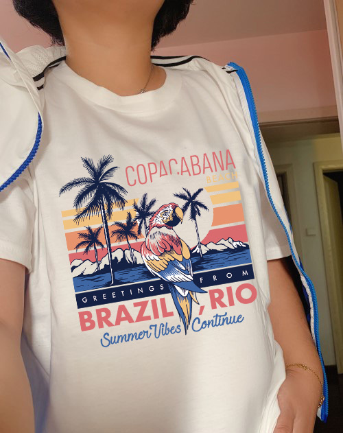 Damska koszulka retro z Rio, najwyżej jakości, inspirowana surfingiem Santa Monica w Kalifornii - tanie ubrania i akcesoria