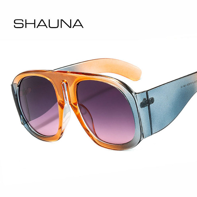 Okulary przeciwsłoneczne SHAUNA z gradientową kolorową ramką, wielkoformatowe okrągłe, z filtrem UV400 - tanie ubrania i akcesoria