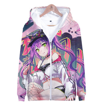 Bluza z kapturem VTuber Tokoyami 3D Wakacyjny Styl Uliczny-Unisex