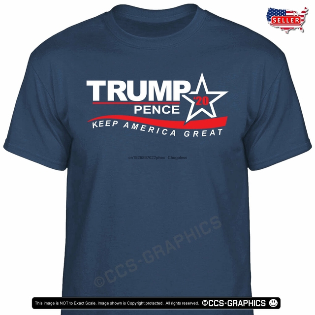 Koszulka męska TRUMP Pence 2020 Keep America Great - (3 kolory) (rozmiar S-3XL) MAGA KAG - tanie ubrania i akcesoria