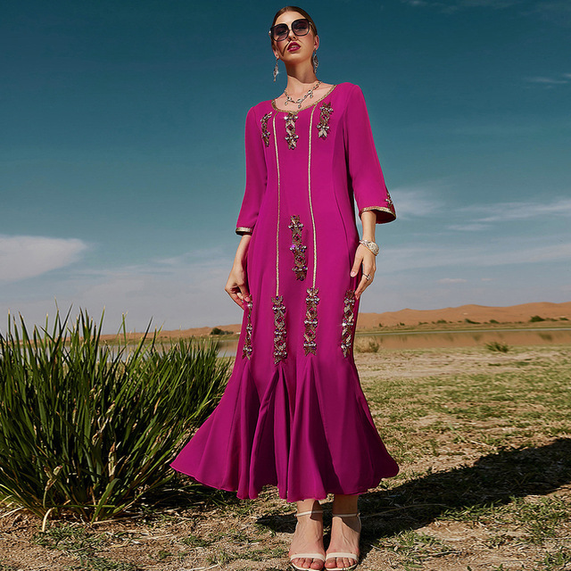 Muzułmańska sukienka hidżab 2022 dla kobiet: Dubaj Lux Eid Mubarak, długa wieczorowa suknia arabska - tanie ubrania i akcesoria