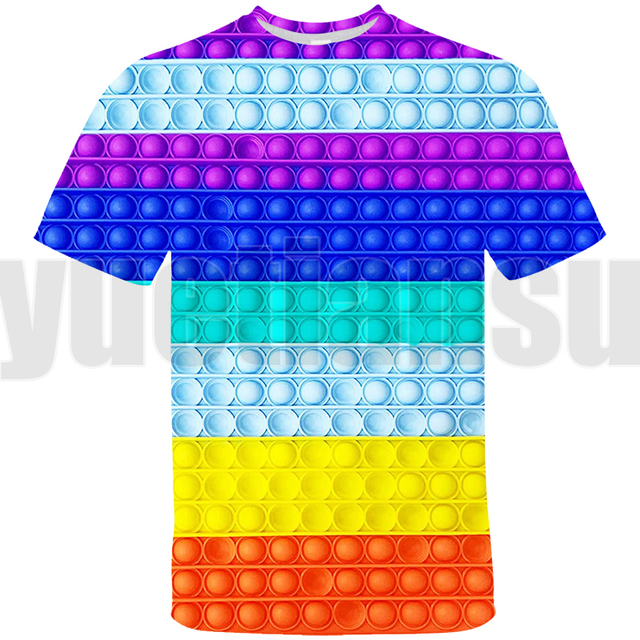Męska obszerna koszulka rodzinna POP Fidget T-Shirt z grafiką w tęczowych kolorach dla nastolatków i dzieci - letni Streetwear O-Neck Tee - tanie ubrania i akcesoria