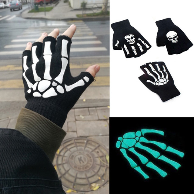 Rękawiczki silikonowe bez palców - unisex, boże narodzenie, halloween, kolarstwo, antypoślizgowe, świetliste - tanie ubrania i akcesoria