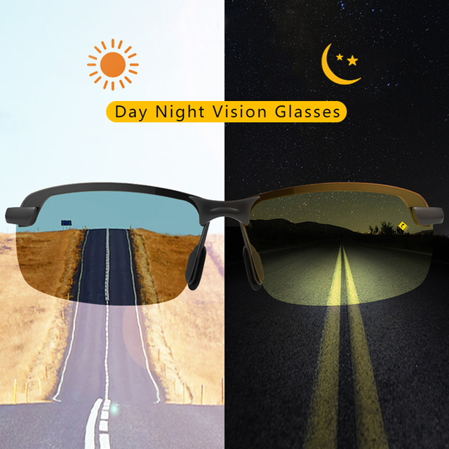 Spolaryzowane okulary przeciwsłoneczne dla mężczyzn z żółtym obiektywem i metalową ramą - tanie ubrania i akcesoria