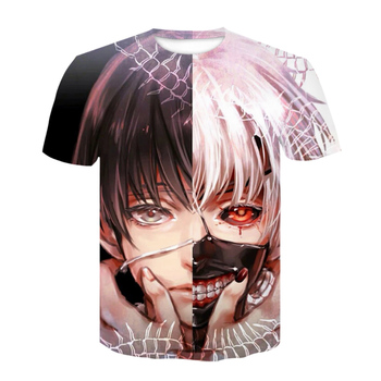 Męska koszulka z motywem Anime Tokyo Ghoul Kaneki - wysoka jakość, 3D druk, letni streetwear Harajuku - koszulki ponadgabarytowe