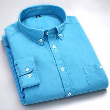 Męska sztruksowa koszula w kolorze białym, niebieskim i czarnym z długim rękawem - nowość wiosna/jesień, slim fit