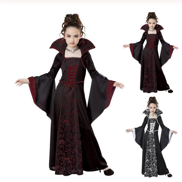Kostium Szkarłatnej Czarownicy na Halloween dla Dziewczynek - Wampirze Przebranie na Karnawał dla Dzieci - tanie ubrania i akcesoria