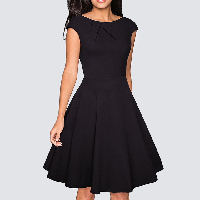 Elegancka czarna sukienka krótki styl Casual Wiggle-line z ruchami na boku Vestidos    - tanie ubrania i akcesoria